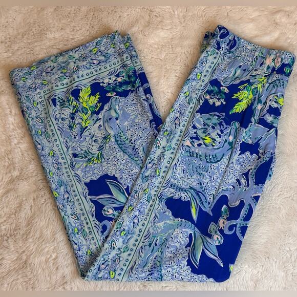 LILLY PULITZER Bal Harbour Palazzo Pull-on Pants Blue Current Sea XS - Picture 3 of 6